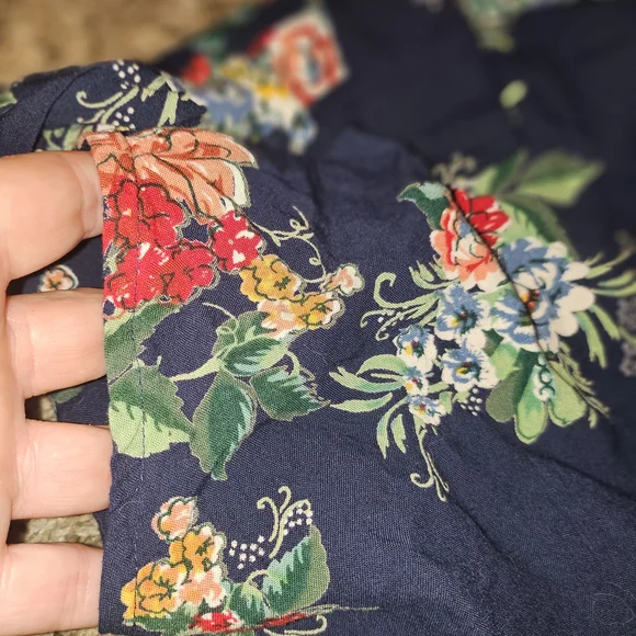 Angie Navy Floral Paperbag Waist Women's Shorts - Picture 9 of 11